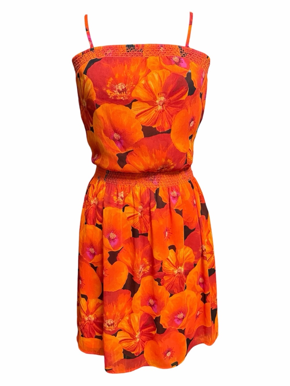 Caslon Red/Orange Smocked-Top and Waist Sundress Size SP